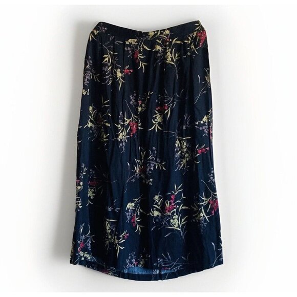 Sag‎ Harbor Midi Skirt Size 1X Black Floral Phoebe Buffay Whimsigoth Cottage - Picture 1 of 7